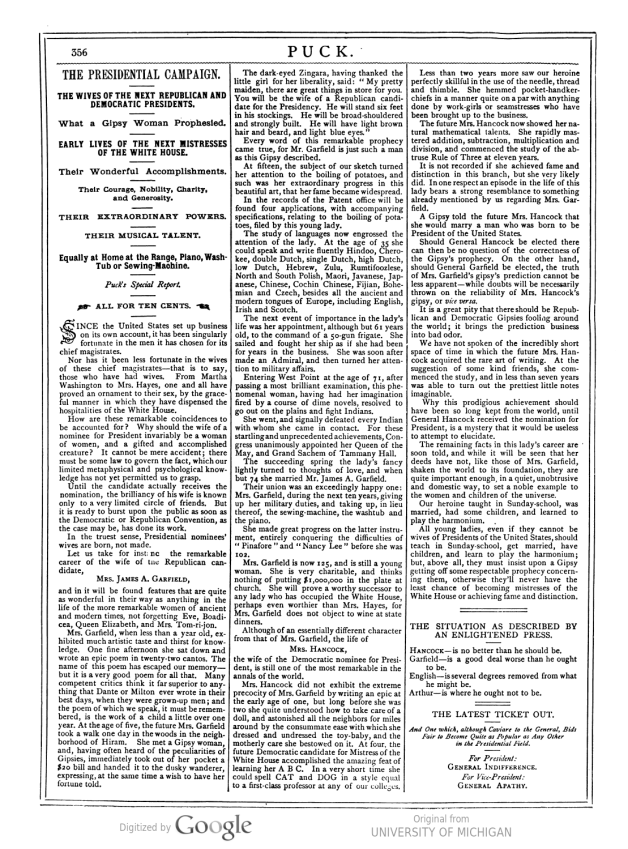 an article written abour Mrs. Garfield in 1880