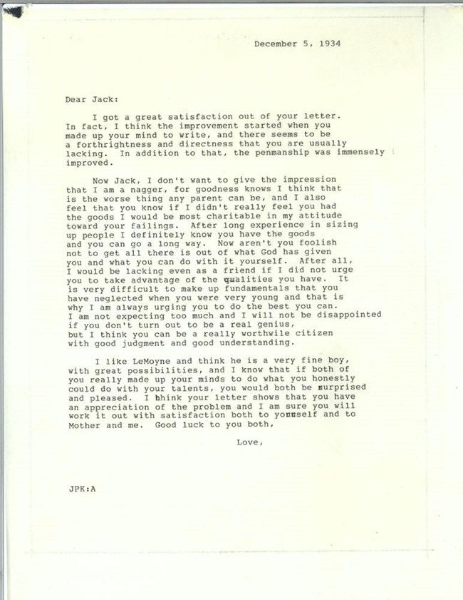 A letter typed on a plain sheet of paper.