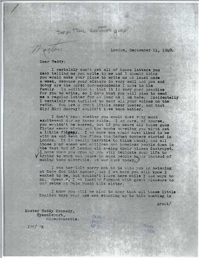 A scanned copy of a letter typed on a plain piece of paper.
