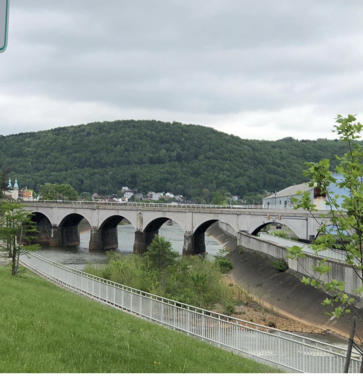 A 7 arch railroad bridge.