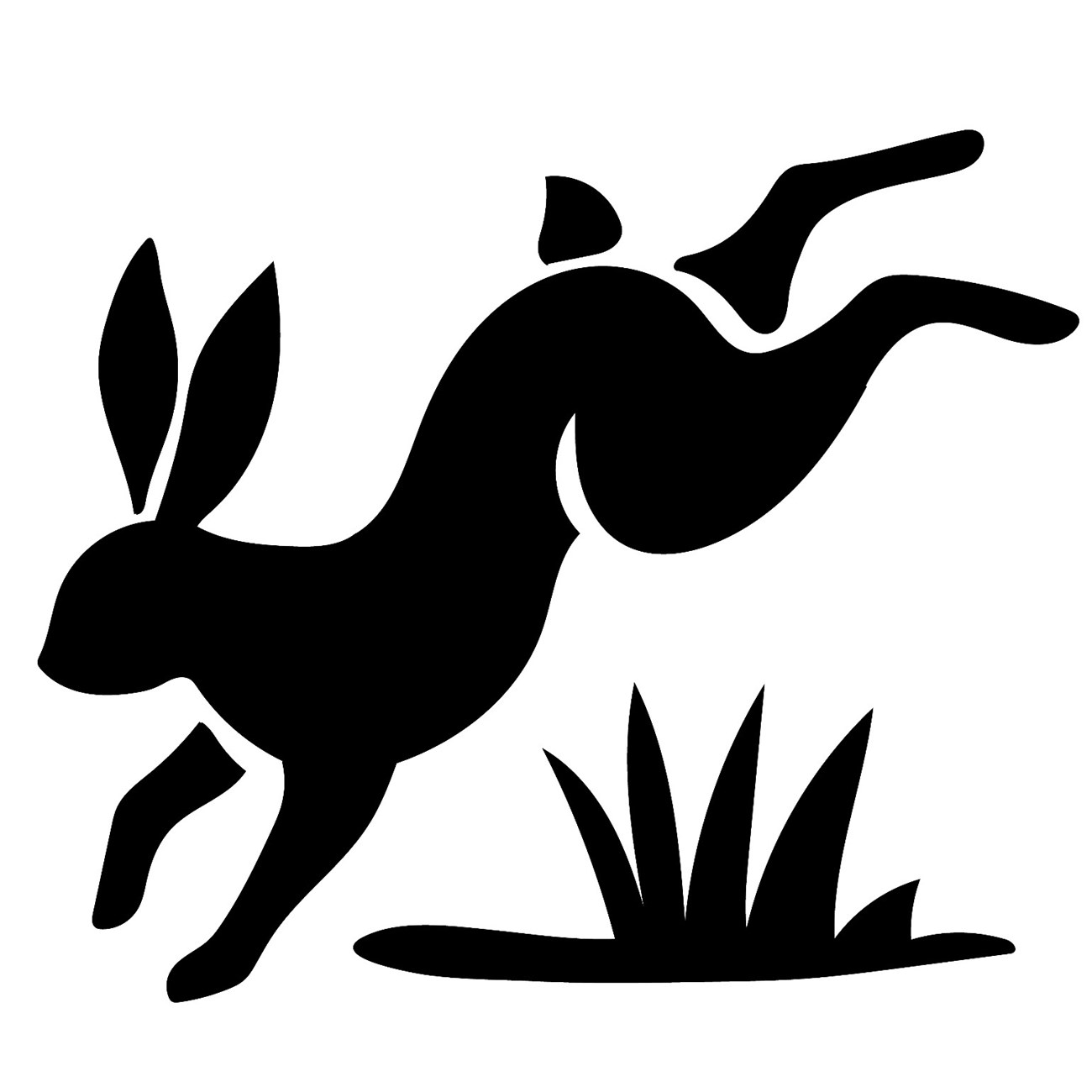 An illustration of a rabbit jumping over a plant