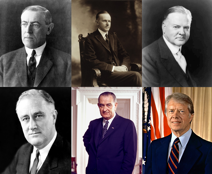 Portraits of six U.S. Presidents