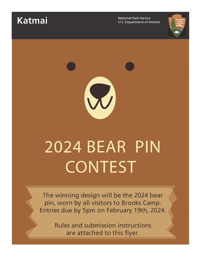 2024 Bear Pin Contest Flyer featuring a cartoon bear face