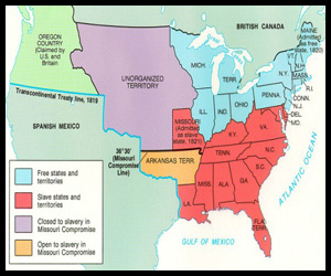War divides the nation 1861 map of states