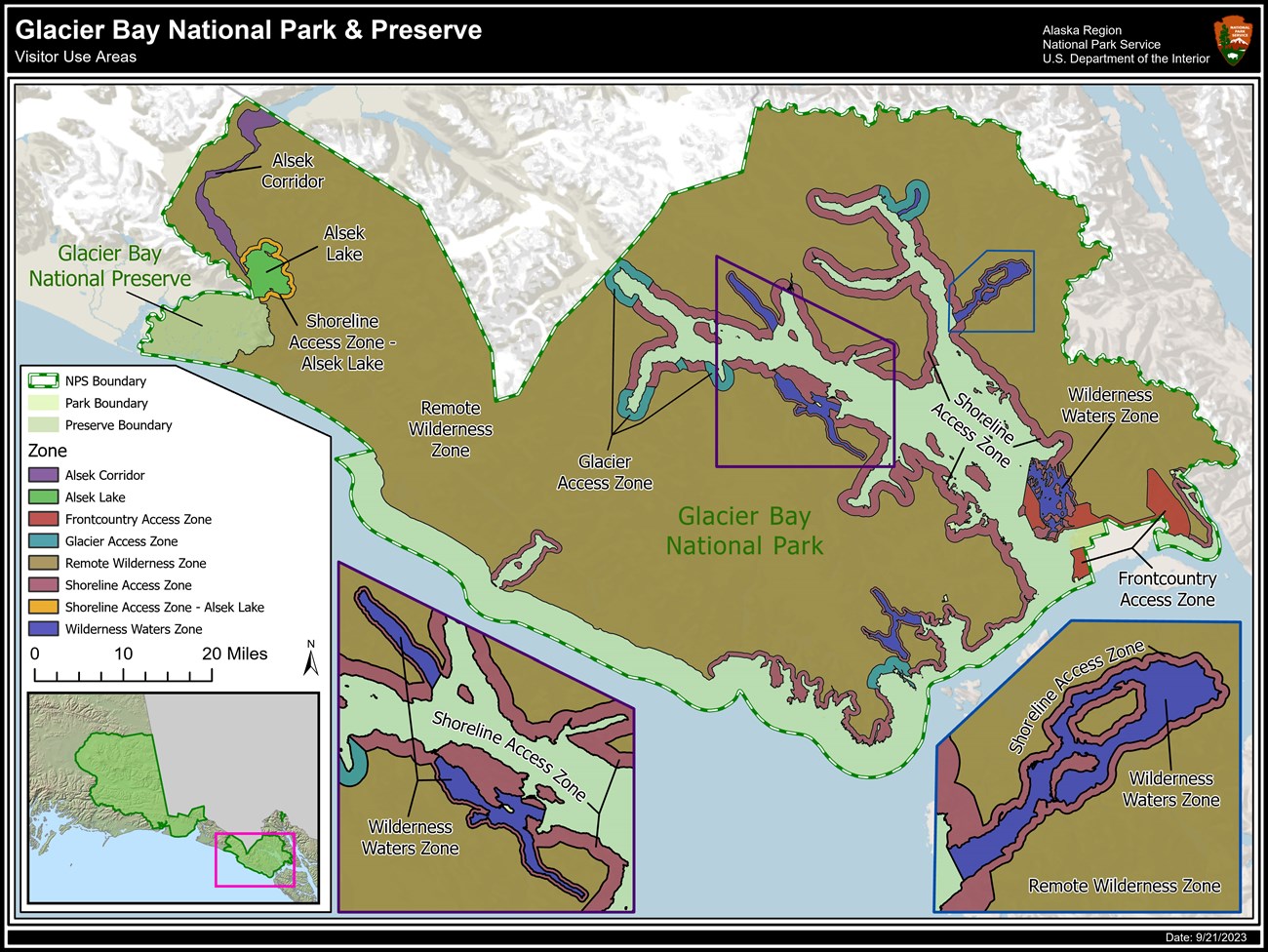 Visitor Use Area Map Glacier Bay National Park & Preserve