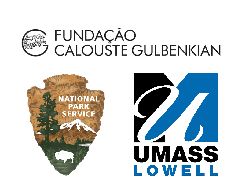 Three logos for the Fundacao Calouste Gulbenkian, National Park Service, and UMass Lowell