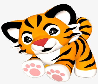 Cartoon graphic of a happy tiger