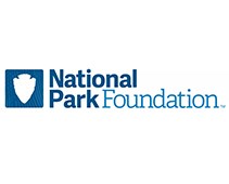 National Park Foundation written in blue to right of arrowhead shape