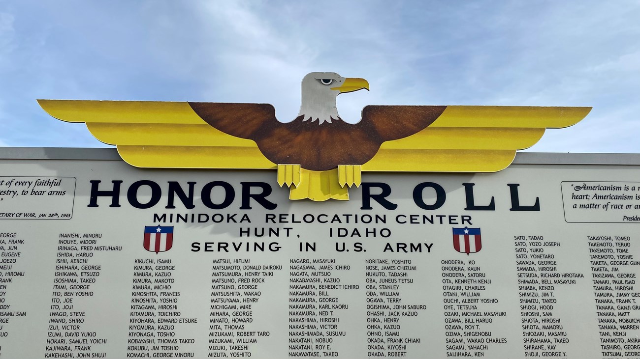 Close up of eagle on Minidoka Honor Roll
