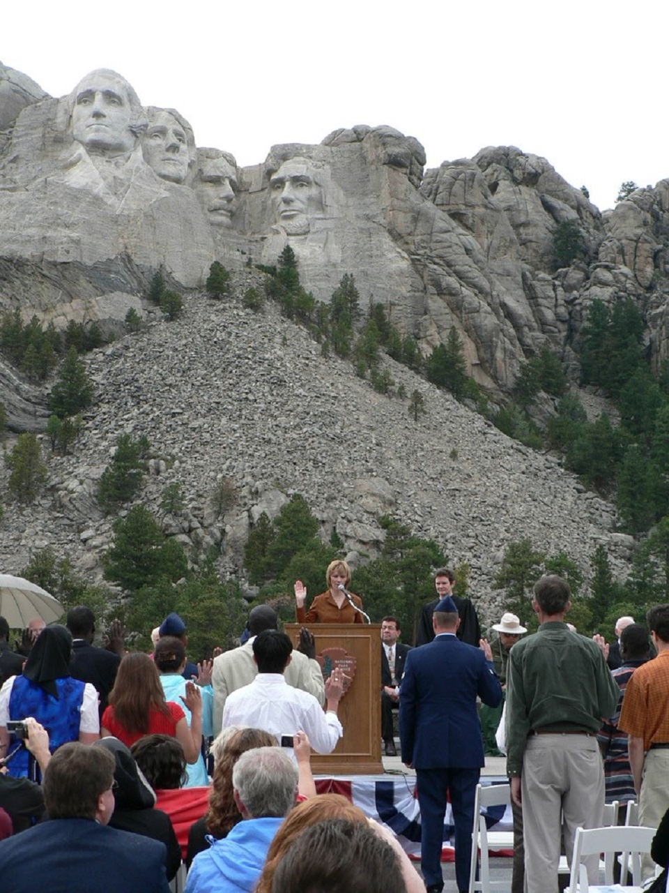 60 new United States citizens were sworn in at the 2007 Naturalization Ceremony at Mount Rushmore National Memorial.