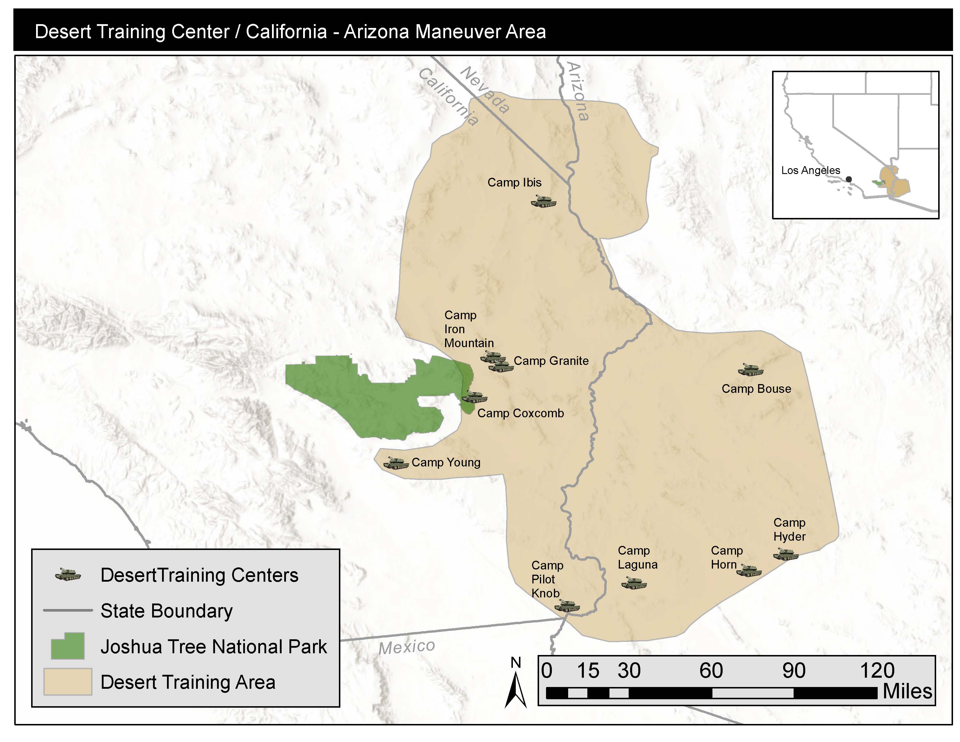 Desert Training Center,  California-Arizona Maneuver Area Map 