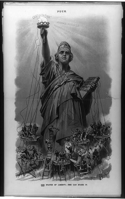 Cartoon featuring Statue of Liberty