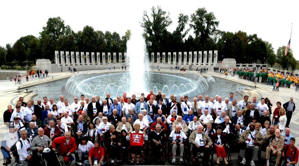 Photo of veterans at the World War II Memorial