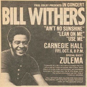 Bill Withers concert flier