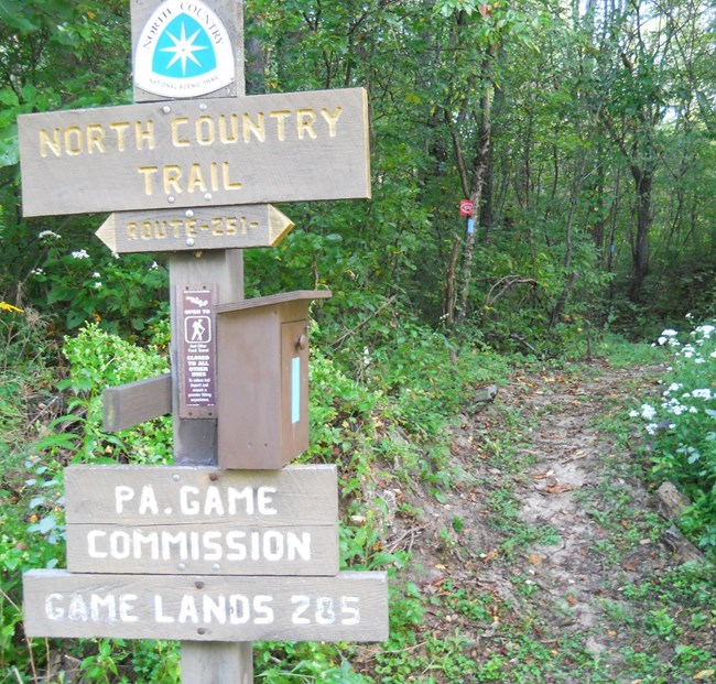 Directional sign on the North Country National Scenic Trail