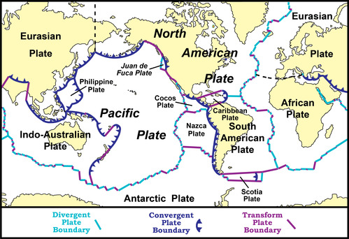 divergent plate boundaries map