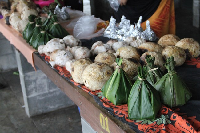 A vareity of fresh food at a market.