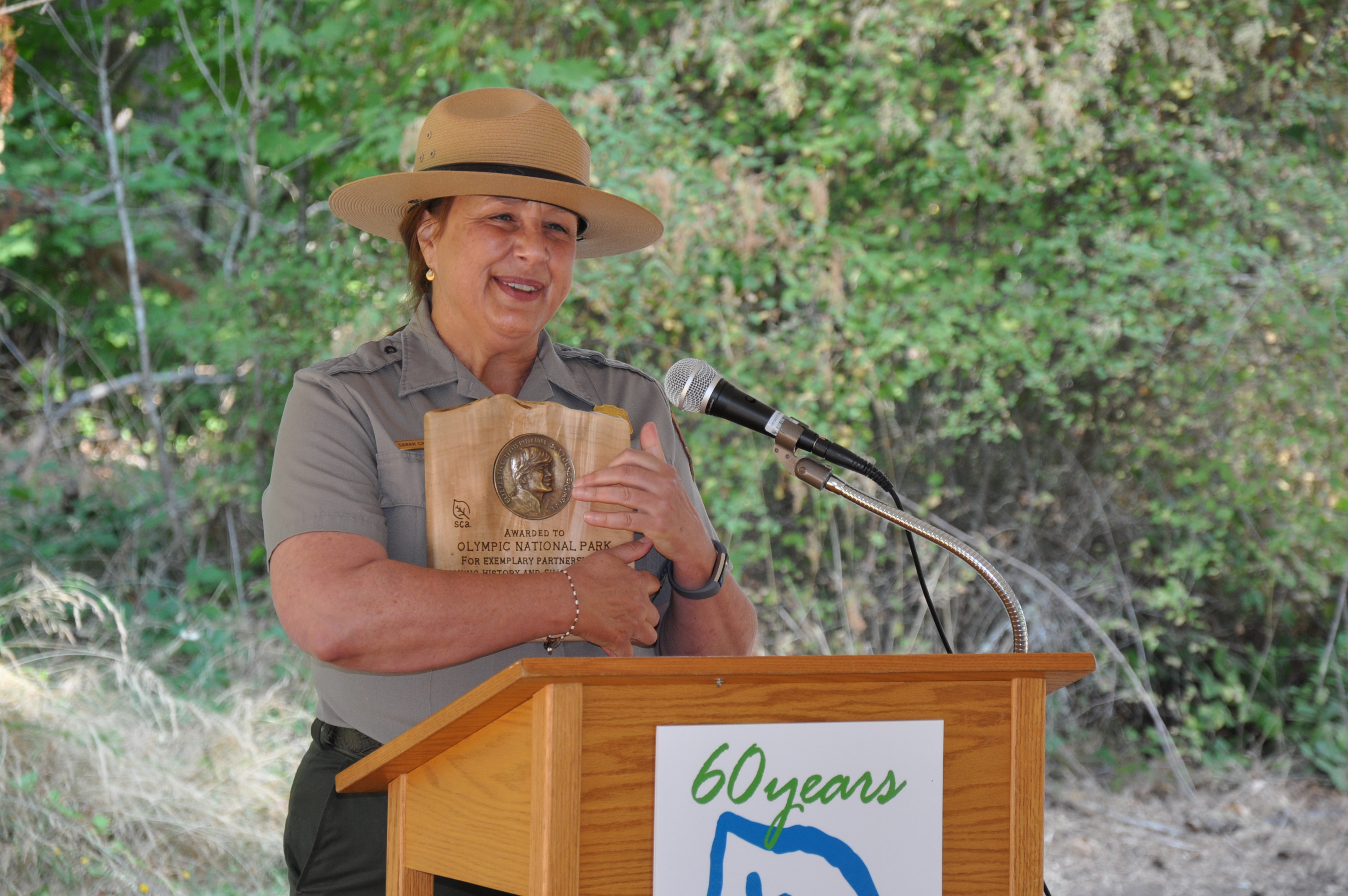 Park Superintendent Sarah Creachbaum accepts SCA Founder's Award for Olympic National Park