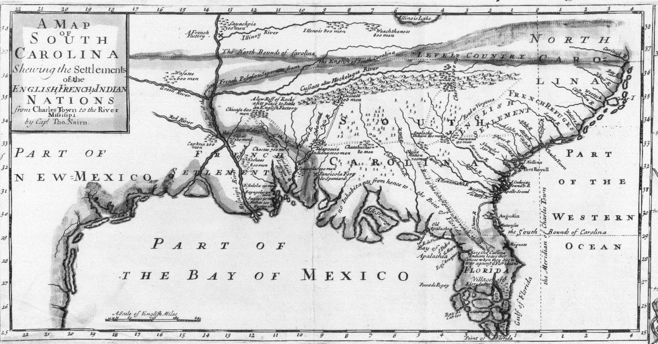 Image 3. The Nairne map of the Southeast, ca. 1711 (courtesy of John Carter Brown Library, Brown University)