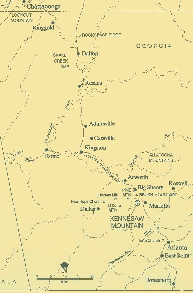Image 16. Location of towns and battles during the Atlanta campaign