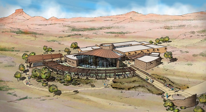 artist rendering of visitor center at Mesa Verde