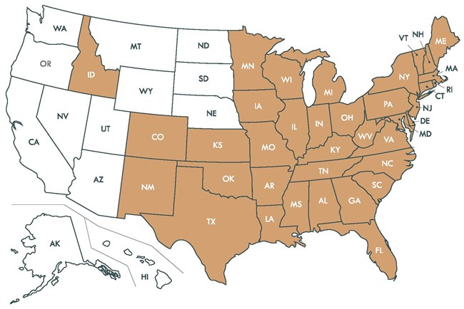 37 BLAG eligible States: AL, AR, CO, CT, DE, FL, GA, ID, IL, IN, IA, KS, KY, LA, ME, MD, MA, MI, MN, MS, MO, NH, NJ, NM, NY, NC, OH, OK, PA, RI, SC, TN, TX, VT, VA, WV, WI