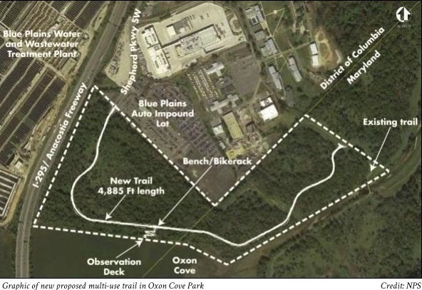 Graphic of new proposed multi-use trail in Oxon Cove Park