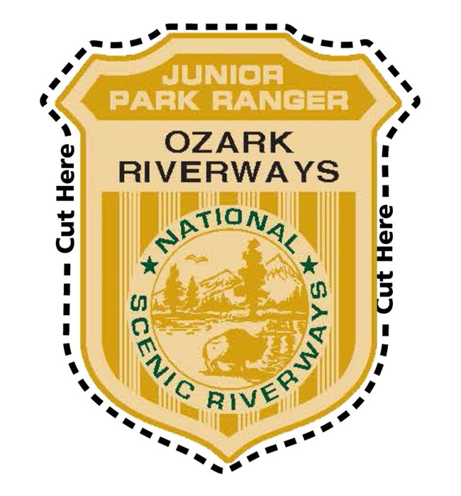 a riverways junior ranger badge with cut here marks