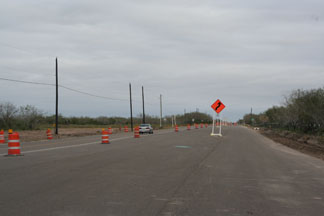 Traffic barrels along FM 1847