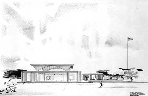 presentation drawing of Wright Brothers Visitor Center building