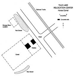 Sketch map of the Tule Lake Relocation Center horse corral