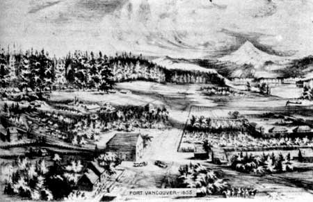 sketch of Fort Vancouver, 1855