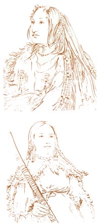 sketch of Assiniboine man and woman