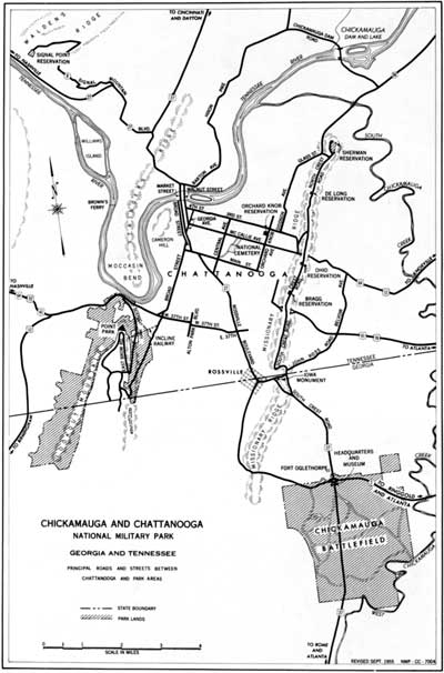 map of Chickamauga and Chattanooga Battlefield