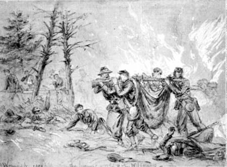 sketch of wounded soldiers