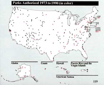 map of parks added 1973-1990