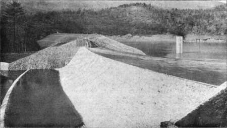 Earth dam and spillway