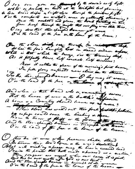 draft of The Star Spangled Banner