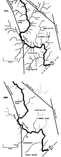 map of Rock creek watershed, 1913 and 1966