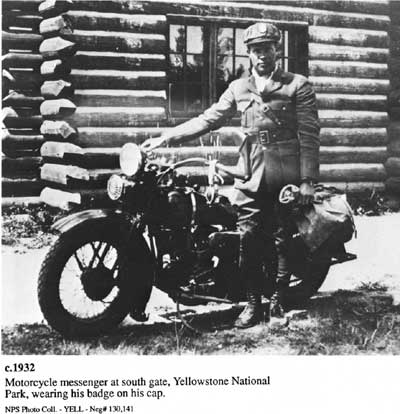 Motorcycle messenger of Yellowstone NP, 1932