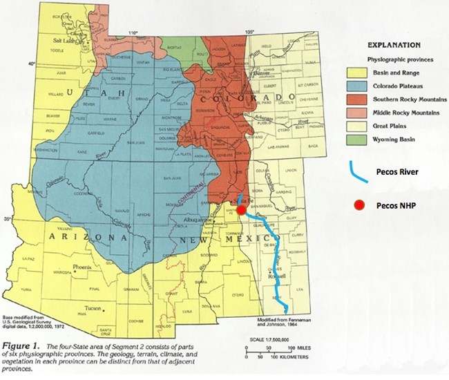 physiographic map of utah, colorado, arizona, and new mexico