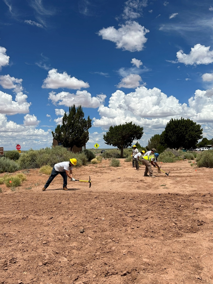 Aerating the ground for the vegetation restoration project in the North Complex of the Petrified Forest NP.