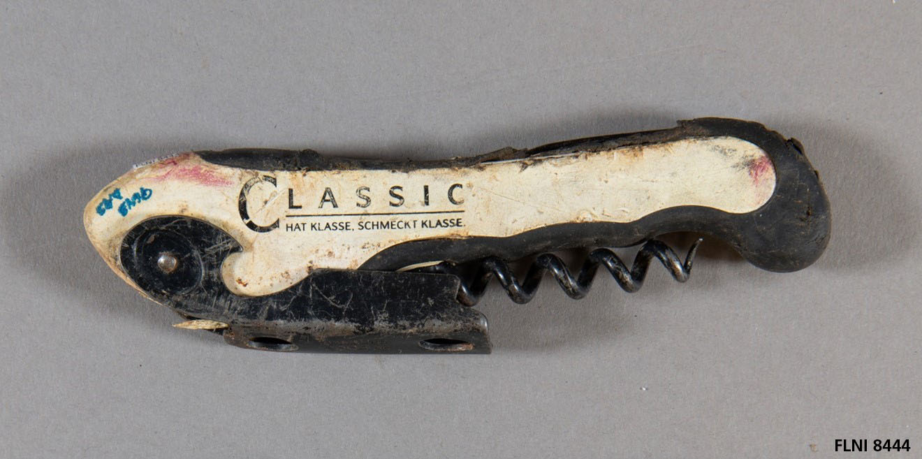 Corkscrew belonging to Christian Adams Image of damaged corkscrew recovered at the crash site