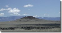 Volcanic landscape with blue sky