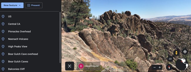 A tour of Pinnacles with Google Earth