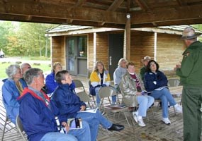 Superintendent Northup speaks with a group of citizens at the fall 2006 Experience Your Lakeshore program.