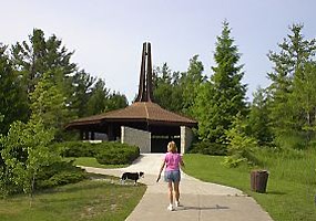 Father Marquette National Memorial is located in St. Ignace, Michigan, and operated by the Michigan Department of History, Arts, and Libraries.