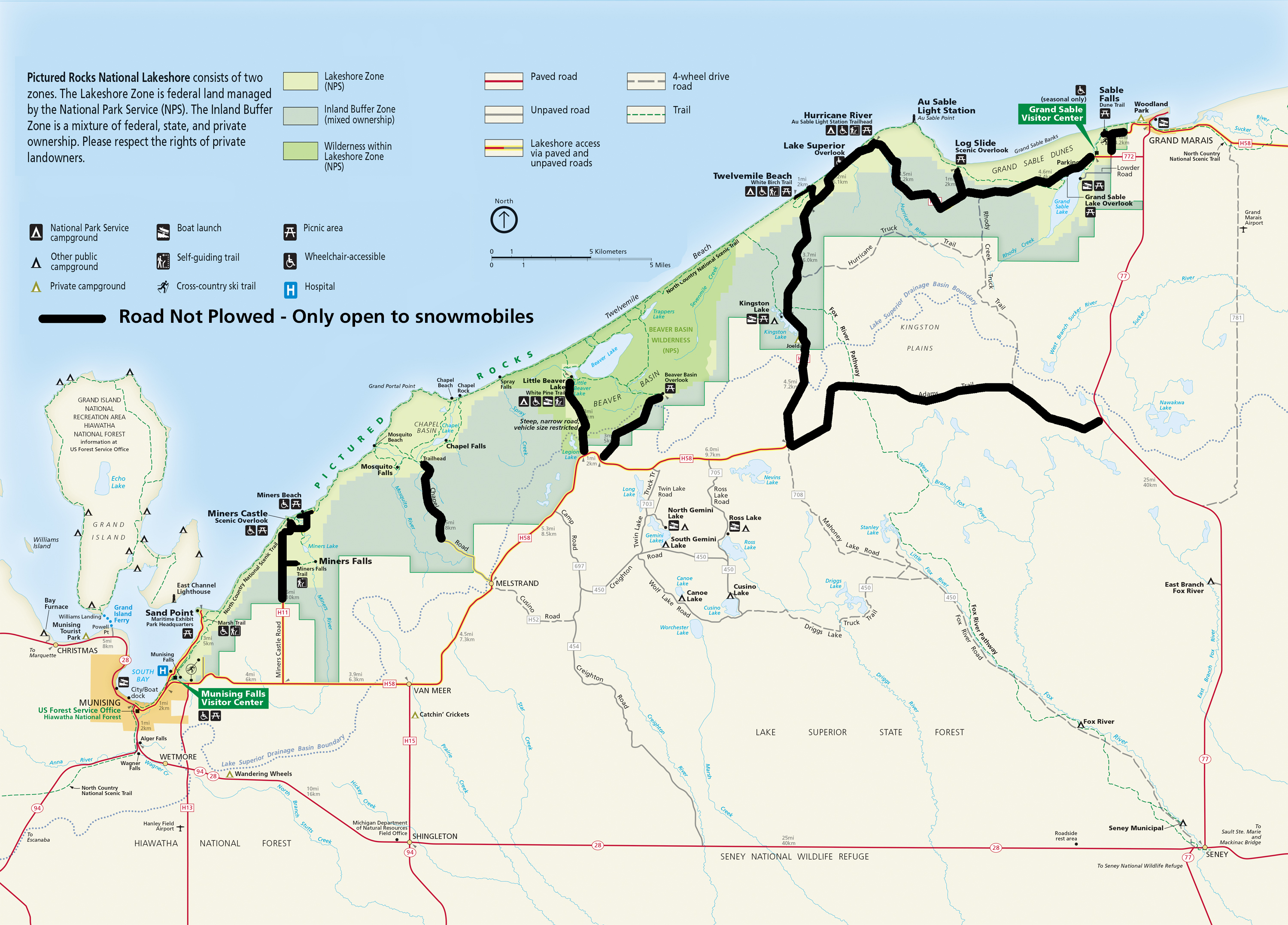 Pictured Rocks Waterfall Map