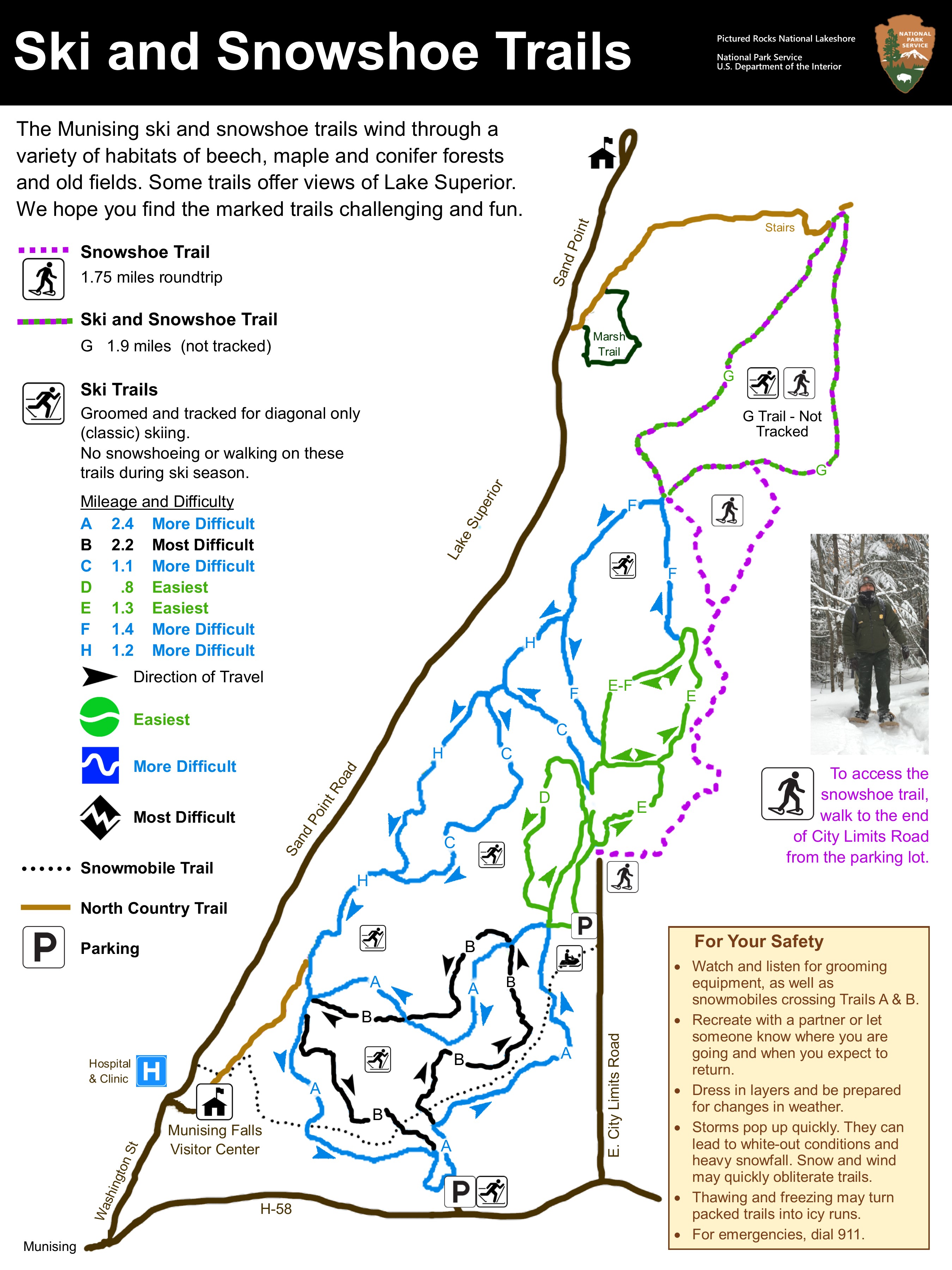 Pictured Rocks Trail Map Mileage Cross-Country Skiing - Pictured Rocks National Lakeshore (U.s. National  Park Service)