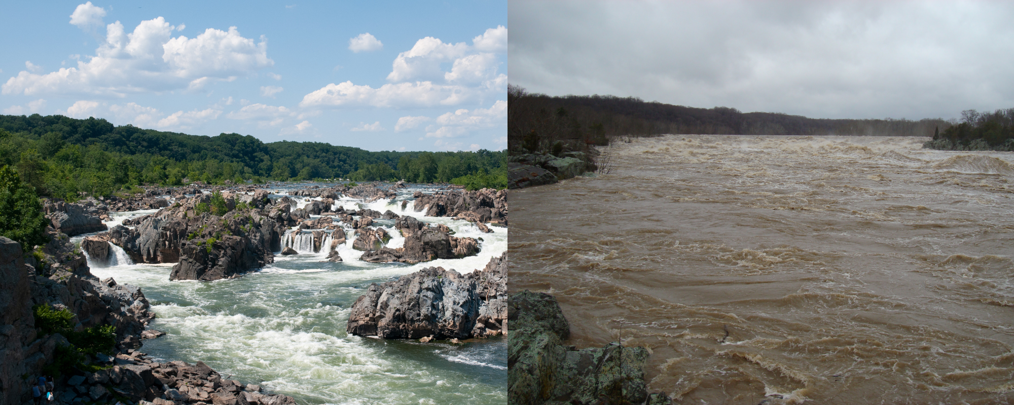 Great Falls VA 2010 Flood VS a Sunny Day